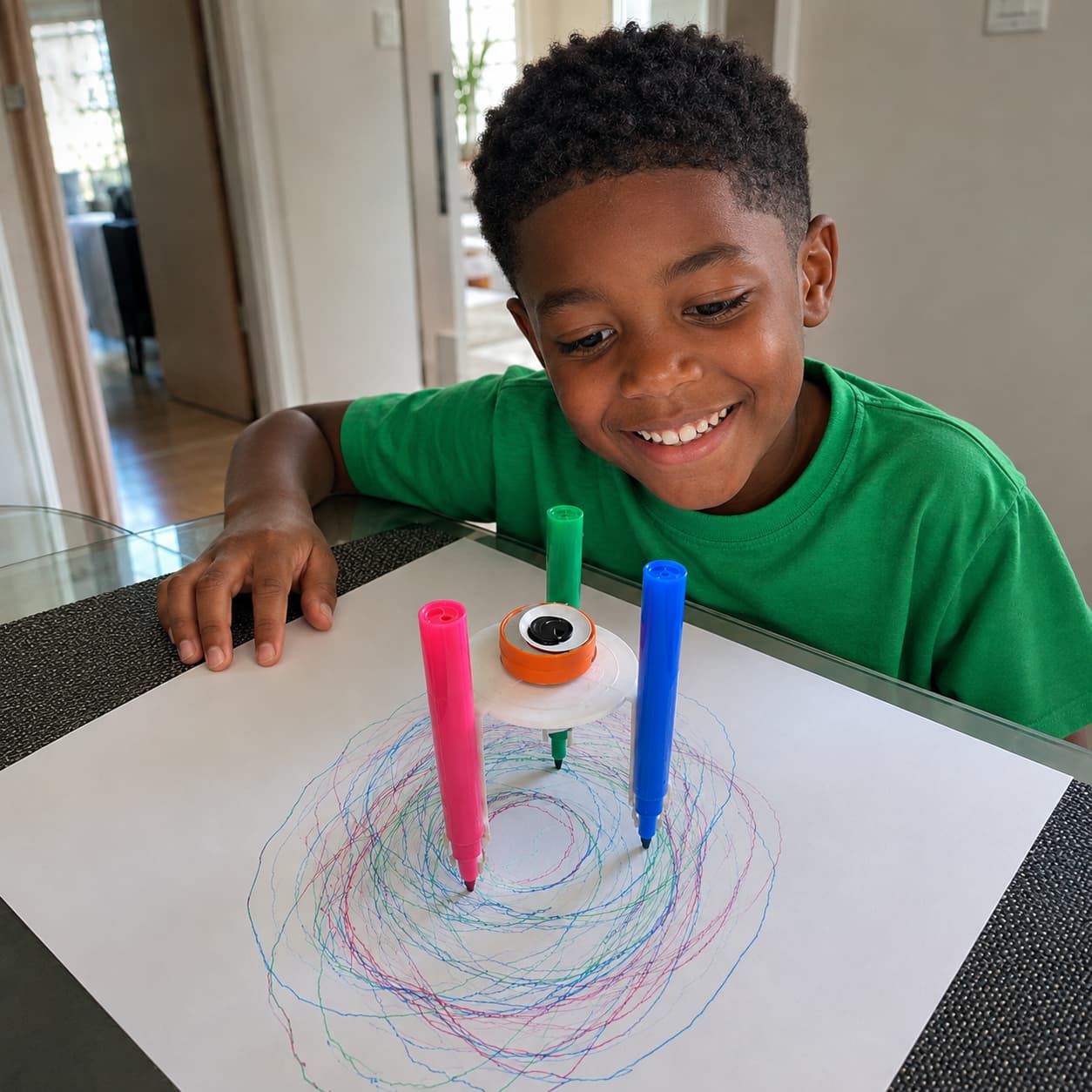 Niño creando un proyecto de Mentes en Acción